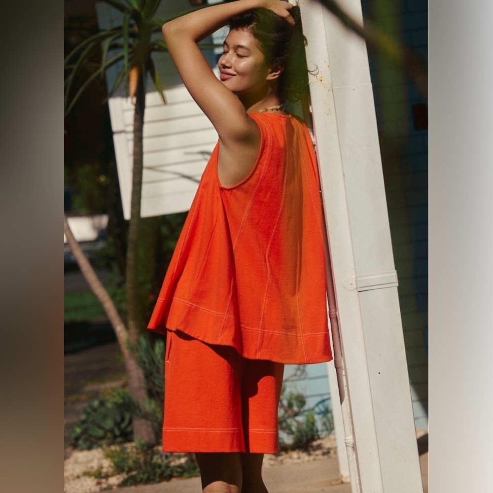 Free People Beach Strada Shorts LARGE NWOT in Tangerine Tango - Picture 2 of 6